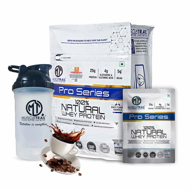 Muscle Trail Pro Series 100% Natural Whey Protein,  50 sachets/pack  Cappuccino (with Free Shaker Inside) 