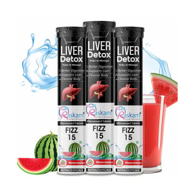 Raskam Liver Detox Effervescent flavour Watermelon (Pack of 3), 15 tablet(s)