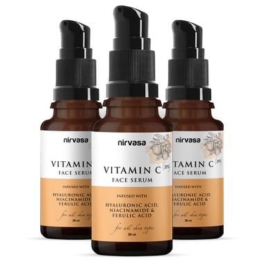 Nirvasa Vitamin C Face Serum,  30 ml  for All Skin Types (Pack of 3) 
