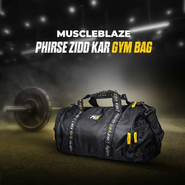 MuscleBlaze Phirse Zidd Kar Gym Bag, Black, 30L