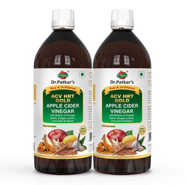 Dr. Patkar's Apple Cider Vinegar (ACV HRT GOLD), 500 ml Raw & Unfiltered (Pack of 2)