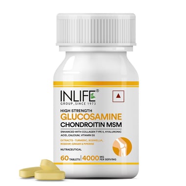 INLIFE Glucosamine Chondroitin MSM with Collagen Hyaluronic Acid Calcium & Vitamin D3, 60 tablet(s)