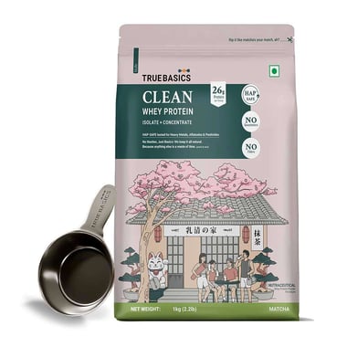 TrueBasics Clean Whey Protein (Isolate + Concentrate),  2.2 lb  Matcha 