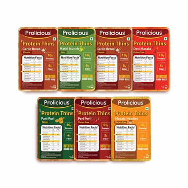 Prolicious Protein Thins Snack Chips, Assorted (Pack of 7) 50 g