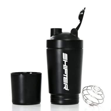 Shifter Stainless Steel Shaker Bottle with Compartment, Black 590 ml