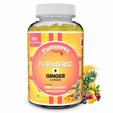 Naturyz Turmeric + Ginger & Piperine Mix Fruit,  30 gummies 