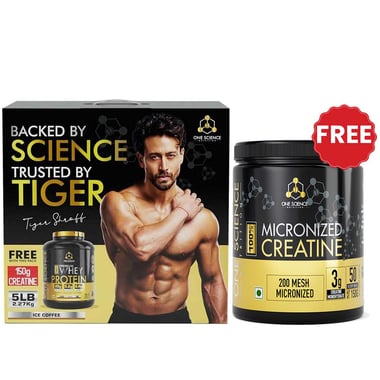 One Science 100% Premium Whey Protein, 5 lb Neapolitan Ice Cream - with Free 150g Creatine
