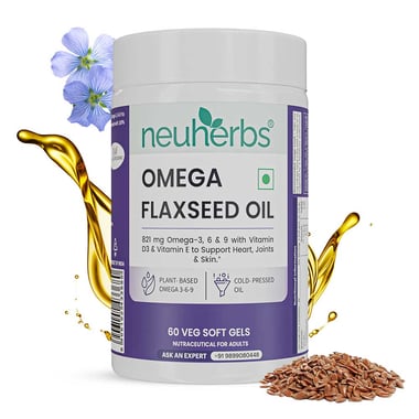Neuherbs Omega Flaxseed Oil 1000mg,  60 capsules 