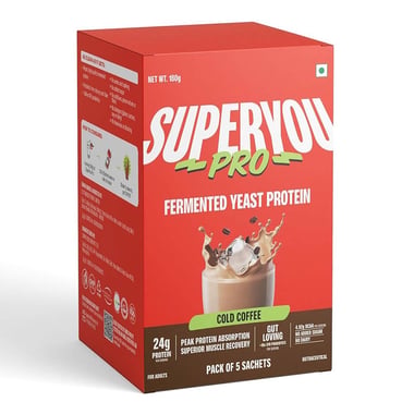 Superyou Pro Fermented Yeast Protein,  5 sachets/pack  Cold Coffee 