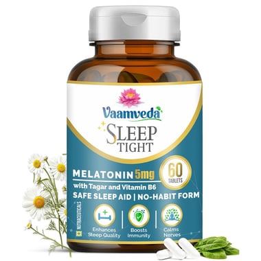 Vaamveda Melatonin Sleeping Pills Strong Medication Neend with Tagar B6, 60 tablet(s) Unflavoured