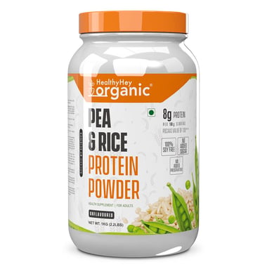 HealthyHey Nutrition Organic Pea & Rice Protein Powder, 2.2 lb Unflavoured