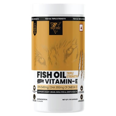 White Wolf Triple Strength Fish Oil with Vitamin E, 90 capsules