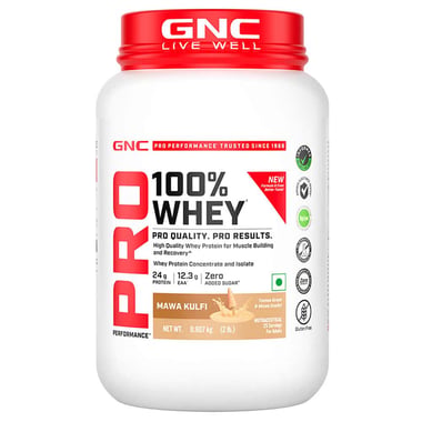 GNC Pro Performance 100% Whey Protein New Formulation, 2 lb Mawa Kulfi