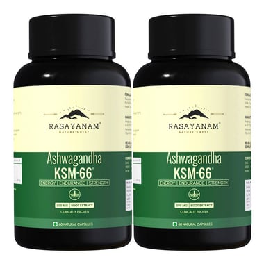 Rasayanam Ashwagandha KSM-66 (Pack of 2),  60 capsules 