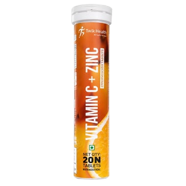 Twik Health Vitamin C + Zinc Effervescent, 20 tablet(s) Orange