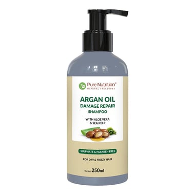 Pure Nutrition Argan Oil Damage Repair Shampoo, 250 ml for Dry & Frizzy Hair