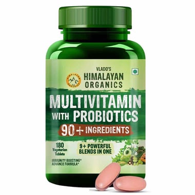 Vlado's Himalayan Organics Multivitamin with Probiotics 90+ Ingredients, 180 tablet(s) Unflavoured