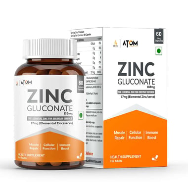 AS-IT-IS Nutrition ATOM Zinc Gluconate 118mg, 60 veggie capsule(s)