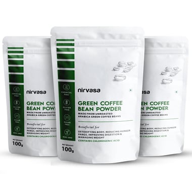 Nirvasa Green Coffee Bean Powder, 100 g Unroasted (Pack of 3)