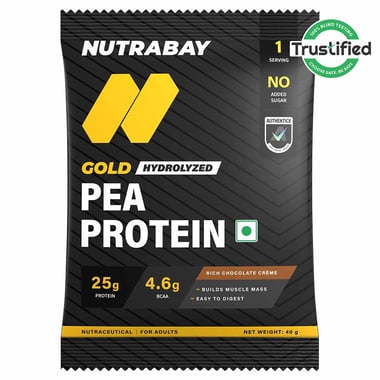 Nutrabay Gold Pea Protein, 0.09 lb Rich Chocolate Creme (Single Serve)