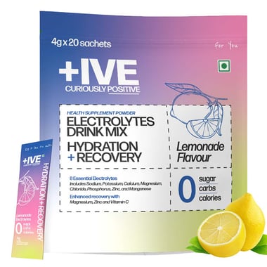 Curiously +IVE Electrolytes Drink Mix Hydration + Recovery, 20 sachets/pack Lemonade