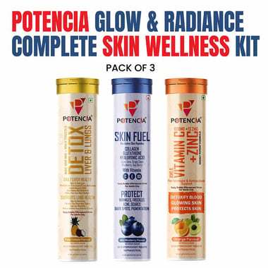 Potencia Skin Wellness Kit,  3 Piece(s)/Pack  Detox Liver & Lungs(Pina Colada)+Skin Fuel(Mint Blueberry)+Vitamin C(Orange) 