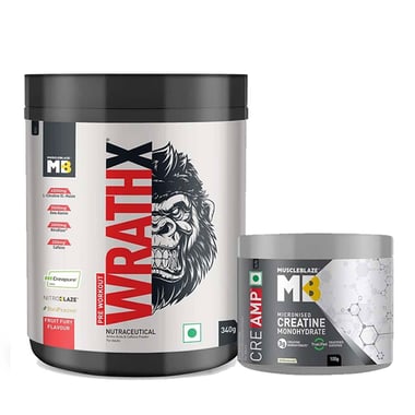 MuscleBlaze Pre Workout WrathX 0.75 lb Fruit Fury & Creatine Monohydrate CreAMP 0.22 lb Combo
