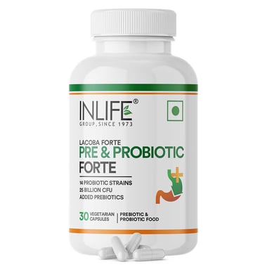 INLIFE Pre & Probiotic Forte with 14 Probiotic Strains & 25 Billion CFU,  30 veggie capsule(s)  Unflavoured 