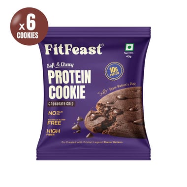 FitFeast Protein Cookie,  40 g  Chocolate Chips (Pack of 6) 