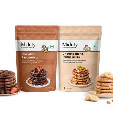 Miduty Pancake Mix for Kids Combo,  Choco Banana & Chocolate  150 g 