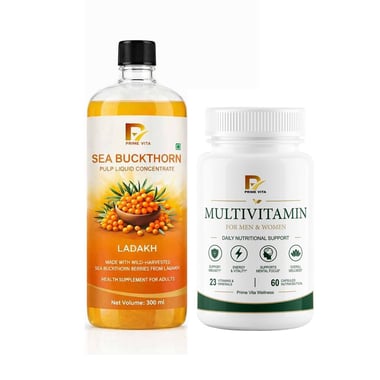 PRIME VITA Multivitamin 60 Capsules & Sea Buckthorn Juice 300ml Combo