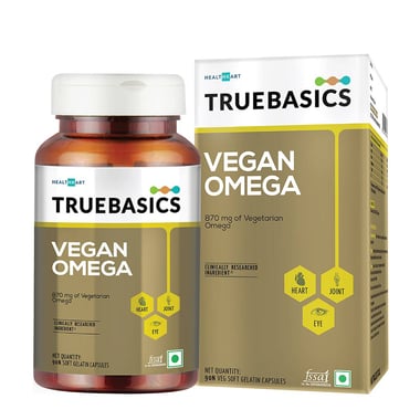 TrueBasics Vegan Omega 870mg of Vegetarian Omega Fatty Acids (Old MRP), 90 softgels
