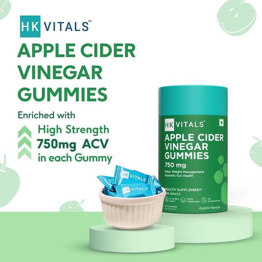 6 - HK Vitals ACV (750mg) by HealthKart, 60 gummies Apple