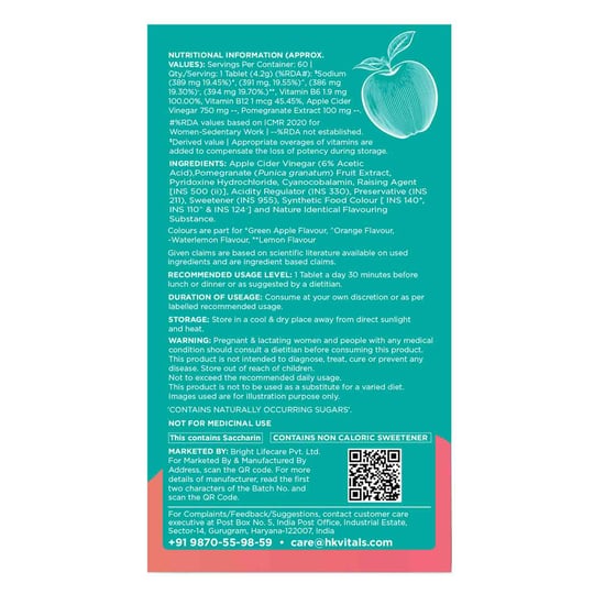 8 - HK Vitals ACV 750 mg Effervescent by HealthKart,  60 tablet(s)  Multi Flavour Pack