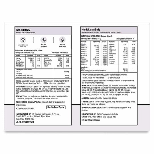 HK Vitals Multivitamin & Fish Oil & DHT Blocker with Biotin 30 Tabs Combo