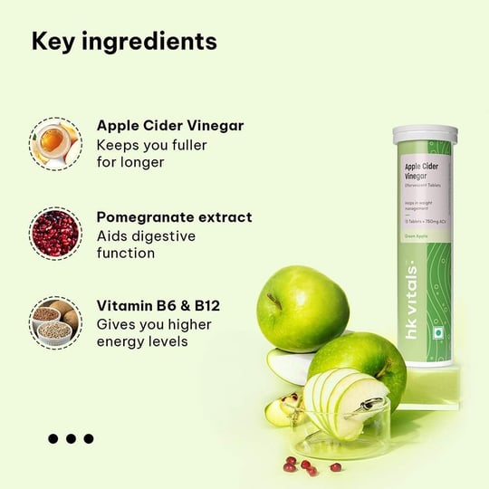 4 - HK Vitals ACV Effervescent 750 mg, 15 tablet(s) Green Apple