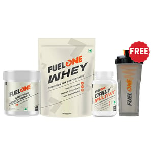 Fuel One Whey Protein Powder 1 kg Fudge Chocolate & 100g Creatine Monohydrate & Daily Multivitamin 30 Tabs Combo
