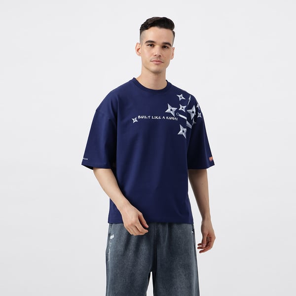 ZVERSE Twin Flames Oversized Tshirt, Medium Sharingan Blue
