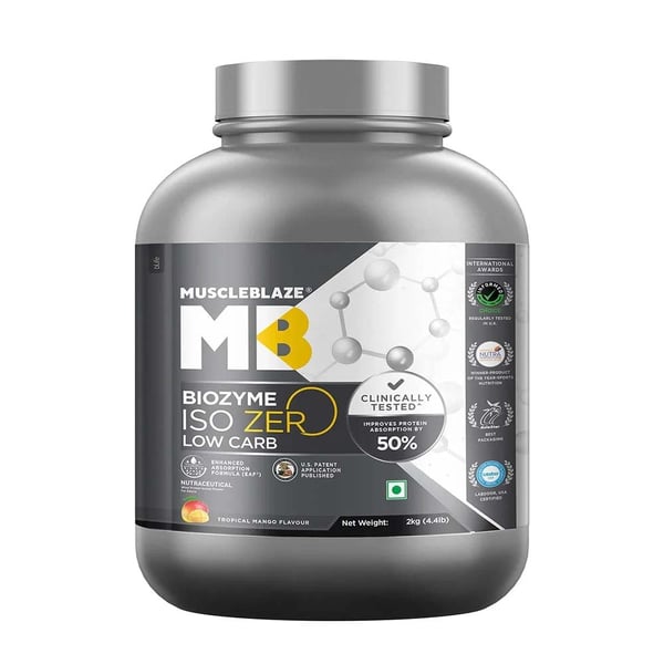 MuscleBlaze Biozyme Iso Zero Powder (Old MRP),  4.4 lb  Low Carb Tropical Mango  Iso Zero 