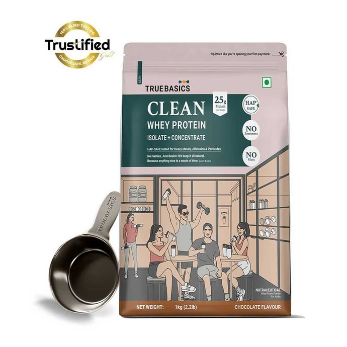 TrueBasics Clean Whey Protein (Isolate + Concentrate),  2.2 lb  Chocolate 