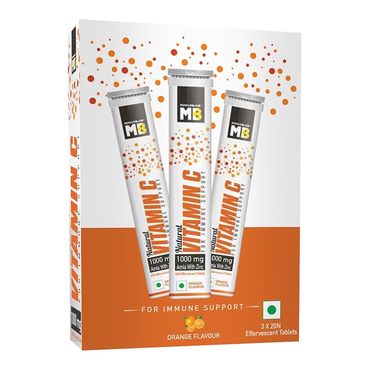 7 - MuscleBlaze Natural Vitamin C 1000mg Amla & Zinc,  3 Piece(s)/Pack  Orange 