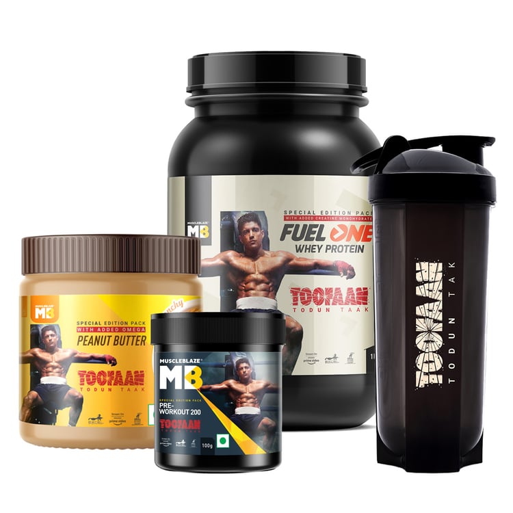 Toofan Stack- Fuel One Protein, Pre Workout and Peanut Butter with Free Shaker