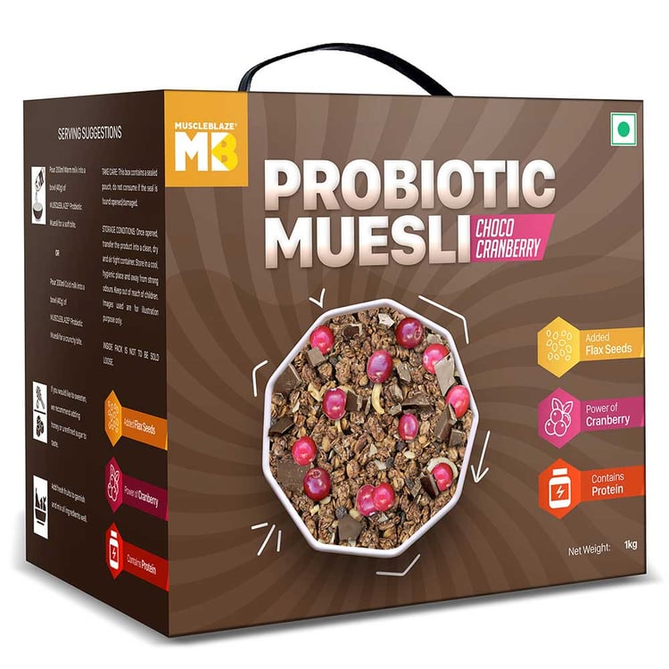1 - MuscleBlaze Probiotic Muesli,  1 kg  Choco Cranberry 