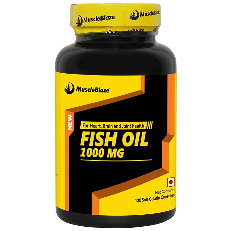 MuscleBlaze Omega 3 Fish Oil (1000 mg) with 180mg EPA and 120mg DHA,  100 capsules 
