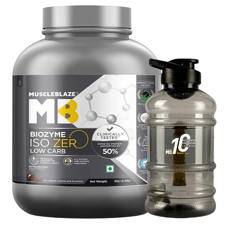 MuscleBlaze Biozyme Iso-Zero 2 kg & Gallon Bottle Combo