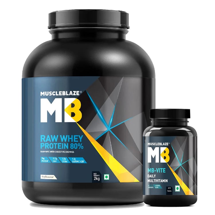 MuscleBlaze Raw Whey Protein 2 Kg & MB-VITE 60 Tabs Combo