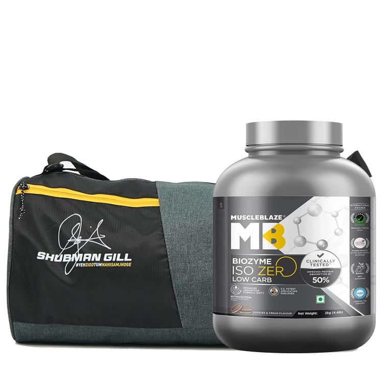 MuscleBlaze Biozyme Iso-Zero, 4.4 lb & Gym Bag Combo
