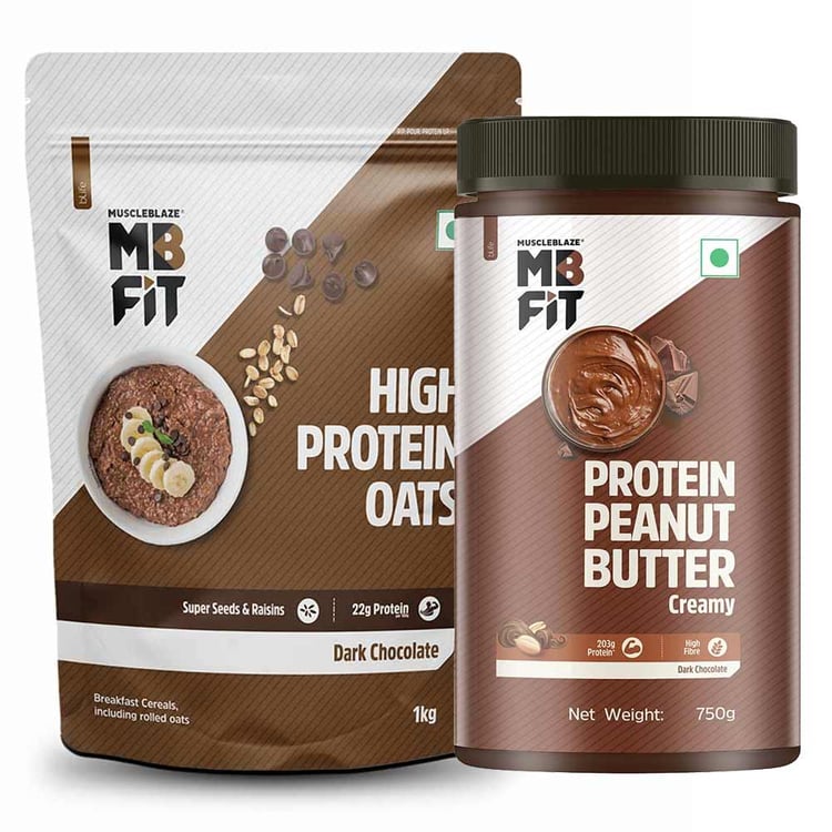 MuscleBlaze High Protein Oats 1 kg & Peanut Butter 0.750 kg Combo