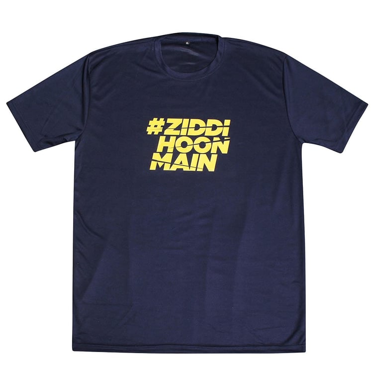 MuscleBlaze T-Shirt Ziddi Hoon Main,  Dryfit Blue  XL 