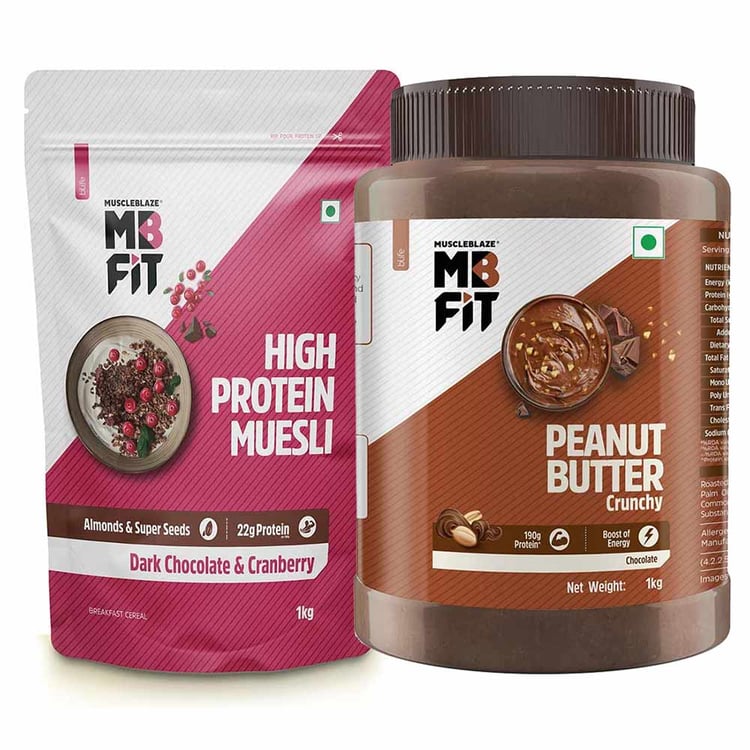 MuscleBlaze High Protein Muesli & Chocolate Peanut Butter 1 kg Combo
